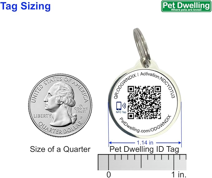 Premium NFC & QR Code Smart Dog ID Tag - Easy Scanning, Instant Profile Access, Real-Time Location Alerts(Pink Tiara)