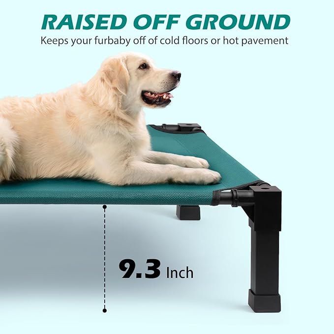 Cooling Elevated Dog Bed, Raised Dog Bed with Washable Breathable Mesh and Metal Frame, Portable Dog Cot Bed with No-Slip Feet for Outdoor and Indoor Use