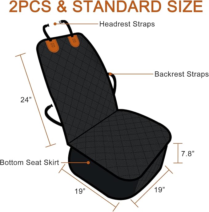 Paw Jamboree 2PCS Car Front Seat Covers for Dogs Scratch-Proof Pet Car Seat Cover Front Seat Non-Slip Car Seat Protector for Dogs Bucket Seat Cover for Dog for Trucks, Cars & SUVs