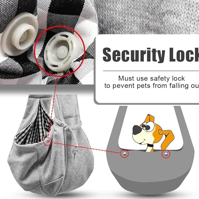 Tomkas Small Dog Sling Carrier - Classic Strap & Classic Pocket - for 3-10 lbs Pets(Grey)