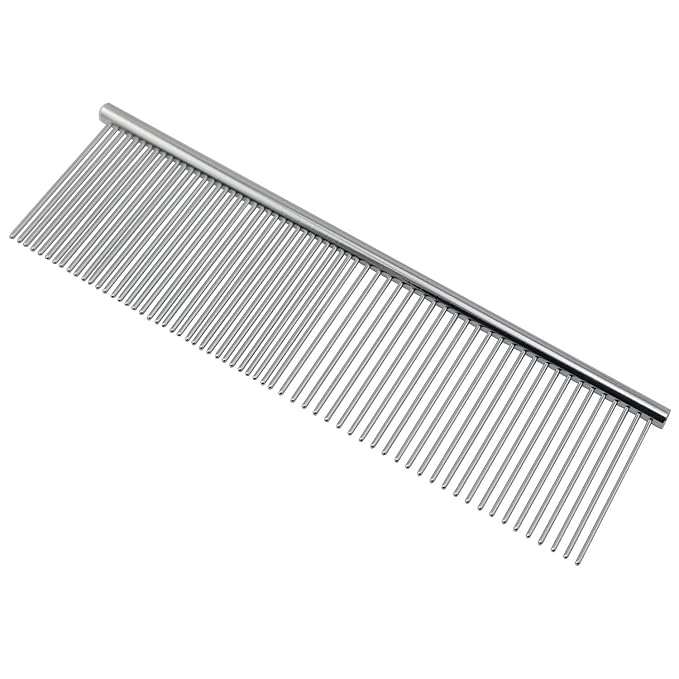 XGNG Stainless Steel Diffractive Comb Sparse and Dense Teeth Knotting Grooming Comb for Dogs and Cats Paper Feather Tool Origami