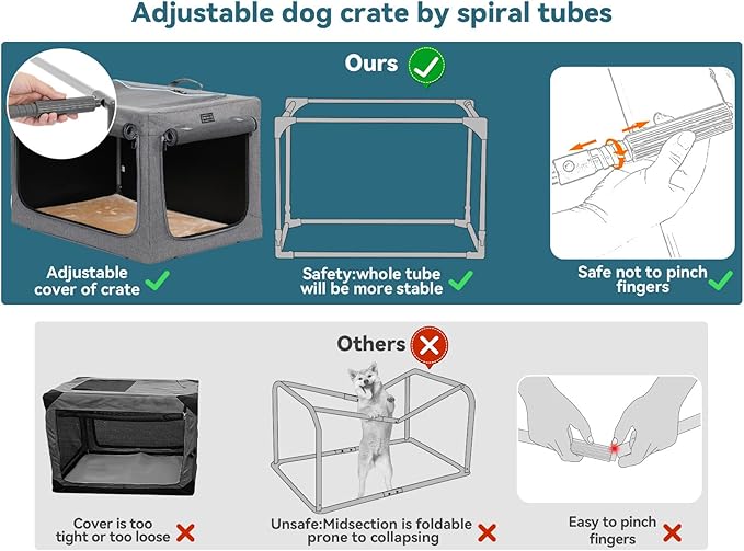 30inch Soft Dog Crate for Medium Dogs, 3-Doors Dog Kennel Carrier with Soft Mat, for Indoor Outdoor Travel