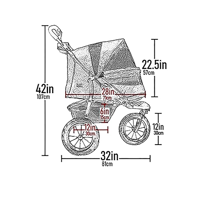 Pet Gear No-Zip AT3 Pet Stroller for Cats/Dogs, Zipperless Entry, Easy One-Hand Fold, Jogging Tires, Removable Liner, Cup Holder + Storage Basket, 2 Models, 4 Colors Midnight River 2023
