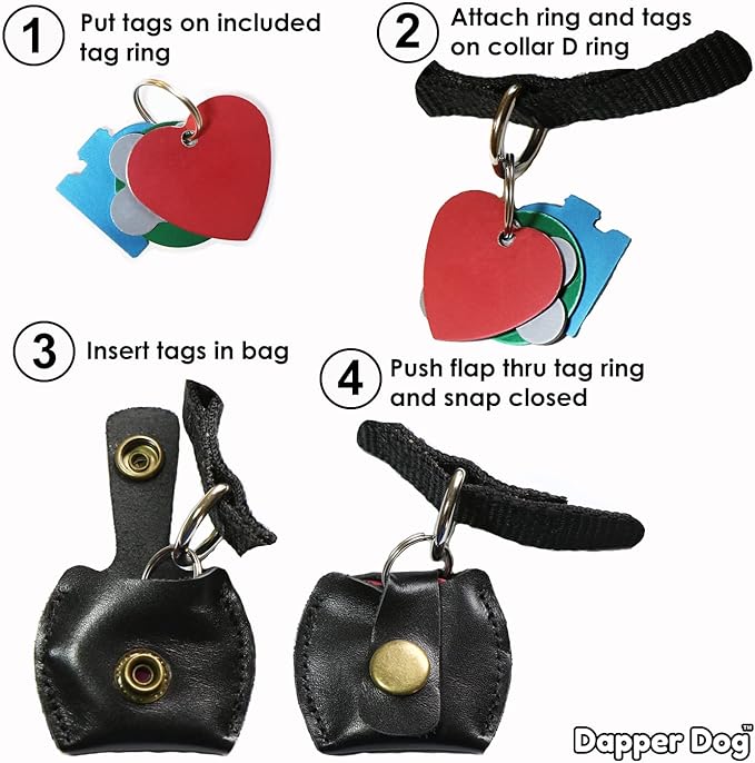 Dapper Dog Leather Dog Tag Silencer (Black)