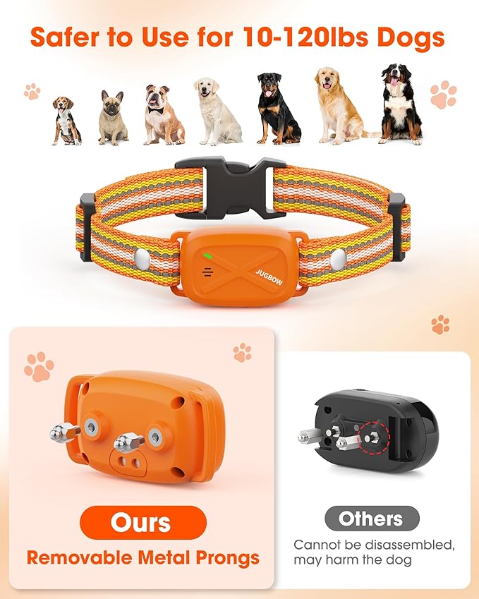 Jugbow Dog Training Collar with Watch-Style Remote, 3300FT Waterproof IPX7 E-Collar, IPX7 Hand-Free Remote 24H Time Display, Electric Vibration Beep Collars for 10-120 lb Small Medium Large Dogs