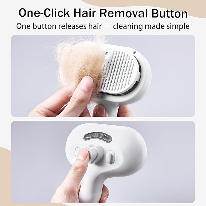 Slicker Brush Dog Cat Shedding Hair - Dogs & Cats White Brush for Shedding and Grooming, 4 in 1, Suitable for Long and Short-Haired, Removes Loose Fur Effectively