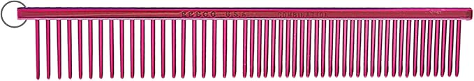 Resco US-Made Combination Comb for Dogs and Cats, Red