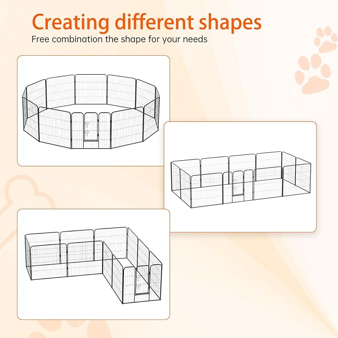 FDW Dog Playpen Kennel - 12 Panels, 32 Inch Height, Indoor/Outdoor Folding Metal Portable Puppy Exercise Pen, Heavy Duty Dog Fence for Yard, Camping - Black