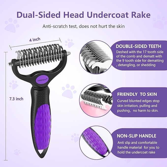 4 in 1 Pet Grooming Kit, Self Cleaning Slicker Brush for Dogs Cats & Small Animals, Dog Brush for Shedding Short Long Haired Dogs. Removes Loose Undercoat, Tangled Hair, Steam Brush