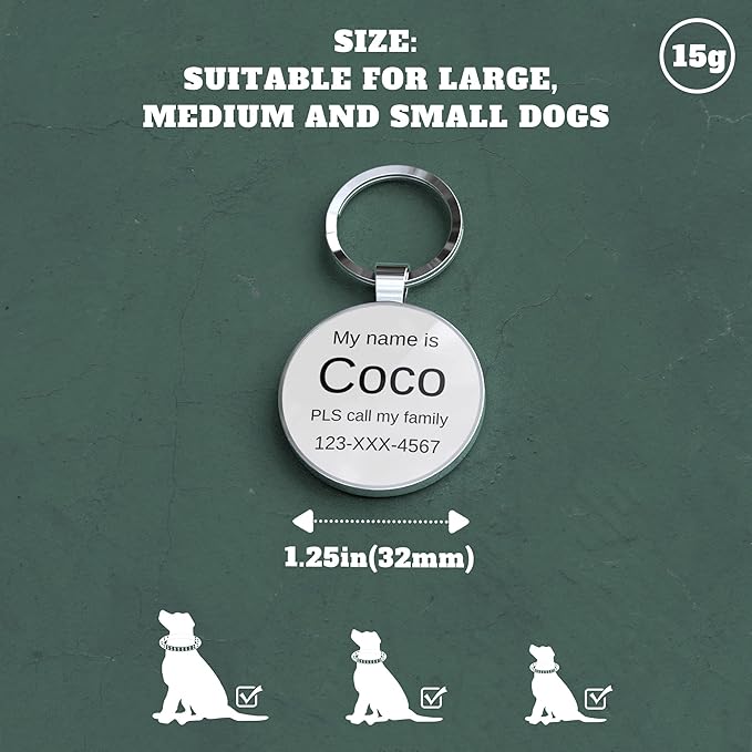 QR Code Dog Tag,Dog Tags Personalized for Pets, Custom Dog Name ID Tags Personalized Dog and Cat Tags -Free Online&Scan QR Receive Instant Location Alert Email