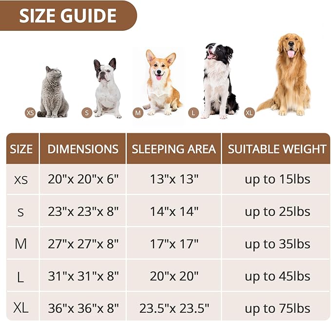 JOLLYVOGUE Dog Beds for Medium Dogs, Anti-Anxiety Washable Round Bed, Calming Donut Dog Cat Bed for Puppy Bed, Fluffy Dog Beds for Medium Dogs, Round Puppy Bed for Indoor Pet (28"/Smoke Brown
