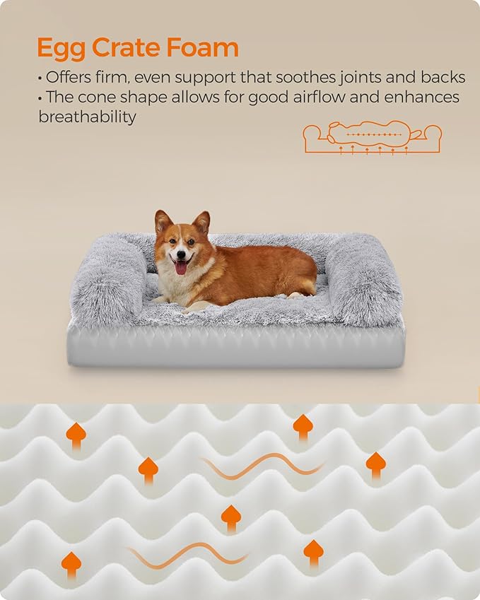 Feandrea Dog Bed, Orthopaedic Dog Sofa Bed for Medium Dogs, Waterproof Ped Bed with Removable Washable Cover, 30 x 23 x 9 Inches, Gray Ombré UPGW231G01