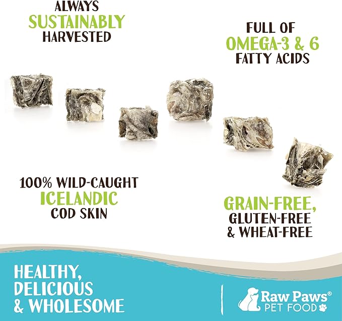 Raw Paws Cod Skin Cubes for Dogs, 5-oz – Cod Skins for Dogs - Fish Skins for Dogs - Fish Skin Chews for Dogs - Cod Skin Dog Treats - Cod Treats for Dogs - Crunchy Cod Treats for Dogs - Cod Dog Treats