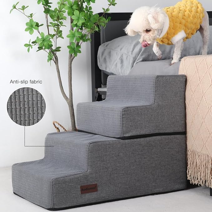 Dog Stairs for High Bed,4 Steps Pet Stairs for Small Dogs and Cats,Anti-Slip Removable Dog Steps for Bed,Bed Stairs for Dog