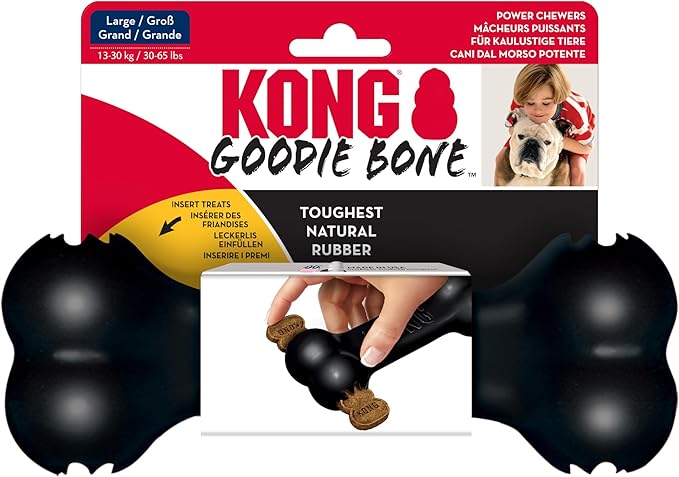 KONG - Extreme Goodie Bone - KONG's Most Durable Natural Rubber Dog Bone for Power Chewers - Black - For Large Dogs