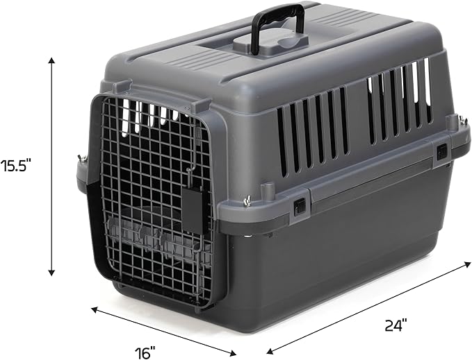 SportPet Designs Plastic Airline Approved Kennels Wire Door Travel Dog Crate, Small (No Wheels)