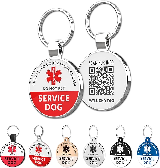 MYLUCKYTAG Service Dog Tag, QR Code Pet ID Tag Dog Tag, Online Pet Profile, Pet Location Alert Email, Digital Pet Tag, Durable Pet ID, Dog Collar Tag, Durable Pet ID, Engraved Pet Tag