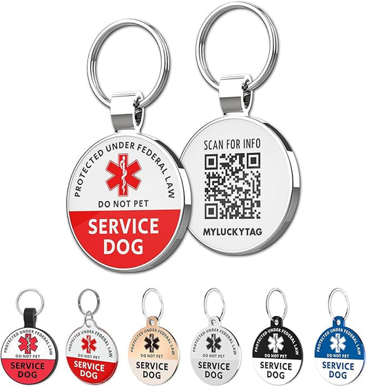 MYLUCKYTAG Service Dog Tag, QR Code Pet ID Tag Dog Tag, Online Pet Profile, Pet Location Alert Email, Digital Pet Tag, Durable Pet ID, Dog Collar Tag, Durable Pet ID, Engraved Pet Tag