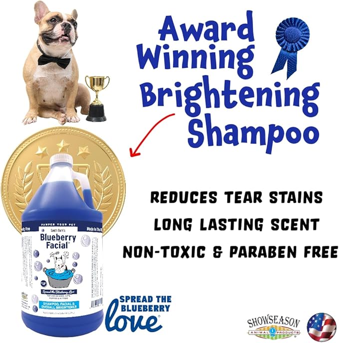 South Bark's Blueberry Facial® for Dogs & Cats 1 Gallon | Tear Stain Remover | Long-Lasting Odor Eliminator | Cruelty-Free | Non-Toxic | Made in The USA