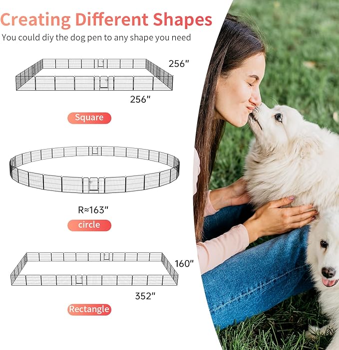 FDW Dog Playpen Dog Pen Dog Kennel 32 Panels 24 Inch Height Indoor Outdoor Folding Metal Portable Puppy Exercise Pen Heavy Duty Dog Fence for Yard Camping,Black