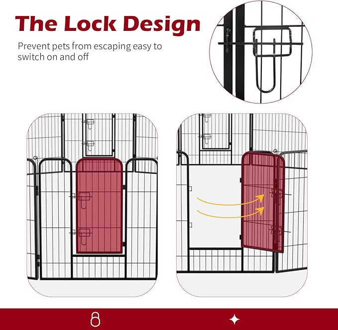 FDW Dog Playpen Dog Pen Dog Kennel 24 Panels 32 Inch Height Indoor Outdoor Folding Metal Portable Puppy Exercise Pen Heavy Duty Dog Fence for Yard Camping,Black