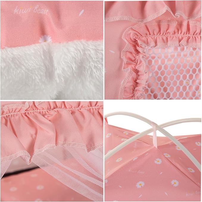 Cat Princess Bed Tent House - Kitty Cute Tent Indoor,Small Dog House Indoor/Outdoor Cave Nest Bed Small Dog Tent for Cat,Puppy Tent (19.6"x19.6"x17.7"/Pink)