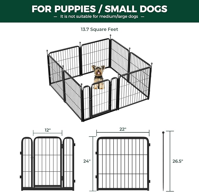 FXW 24 inch 8 Panels Rollick Dog Playpen & FXW 63" x 63" 1 Pack Washable Pee Pads