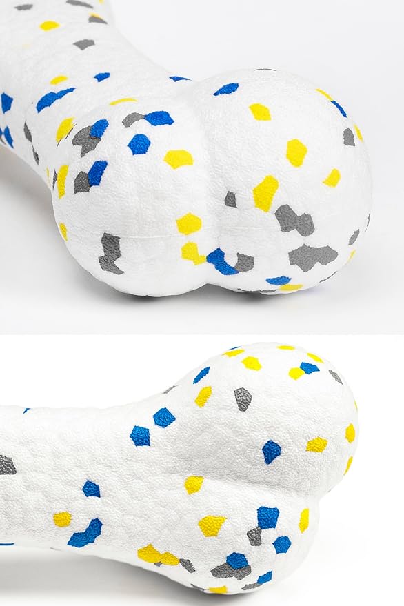 Upgrade Bone Dog Balls Tough Dog Toys for Aggressive Chewers, Indestructible Chew Bone Toy Tennis Balls for Large Breed (White)