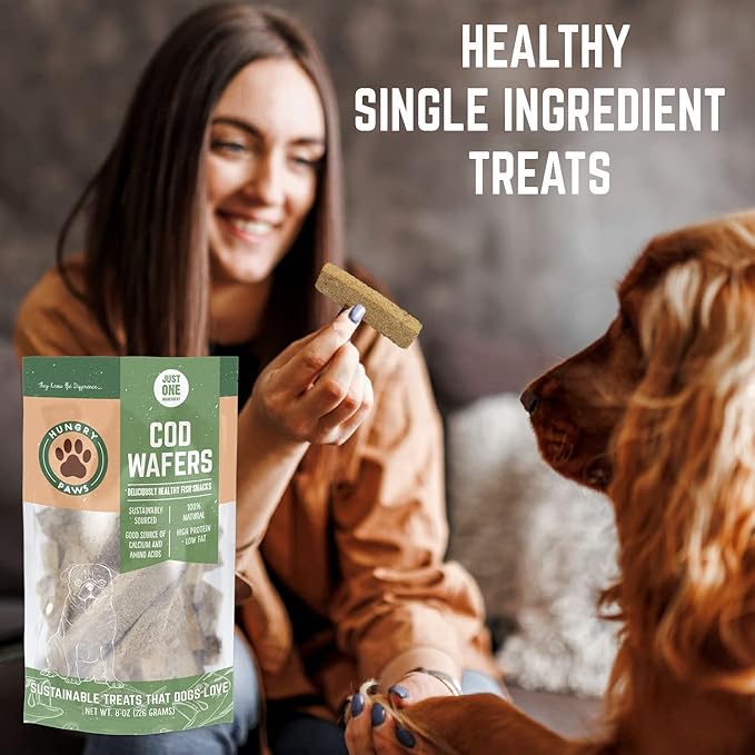 Cod Fish Wafer Dog Training Treats - The Perfect Single Ingredient Omega-3 Rich Snack Dog Food for a Healthy and Active Lifestyle