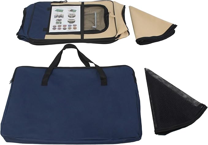 EliteField 2-Door Soft Pet Playpen (2 Year Warranty), Exercise Pen, Multiple Sizes and Colors Available for Dogs, Cats and Other Pets (62" x 62" x 36"H, Navy Blue+Beige)