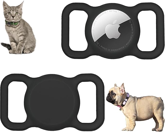 Apple AirTag Dog Collar Holder (2 Pack) Apple Air Tag Holder for Dogs & Cats, Premium Silicone Protective Case for Pets GPS Tracker (Glow in The Dark Pink)