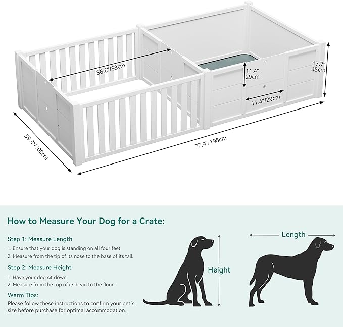 YITAHOME Whelping Box for Dogs/Puppies: 2-Room Large Indoor Outdoor Playpen 78" L x 39.4" W x 17.7" H with Removable Doors, Washable Pads, Portable Puppy Brooder