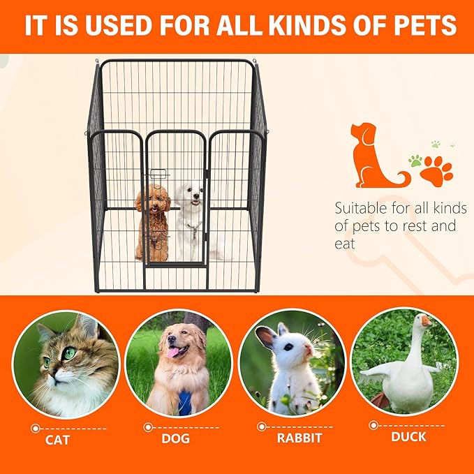 FDW Dog Playpen Dog Pen Dog Kennel 4 Panels 40 Inch Height Indoor Outdoor Folding Metal Portable Puppy Exercise Pen Heavy Duty Dog Fence for Yard Camping,Black
