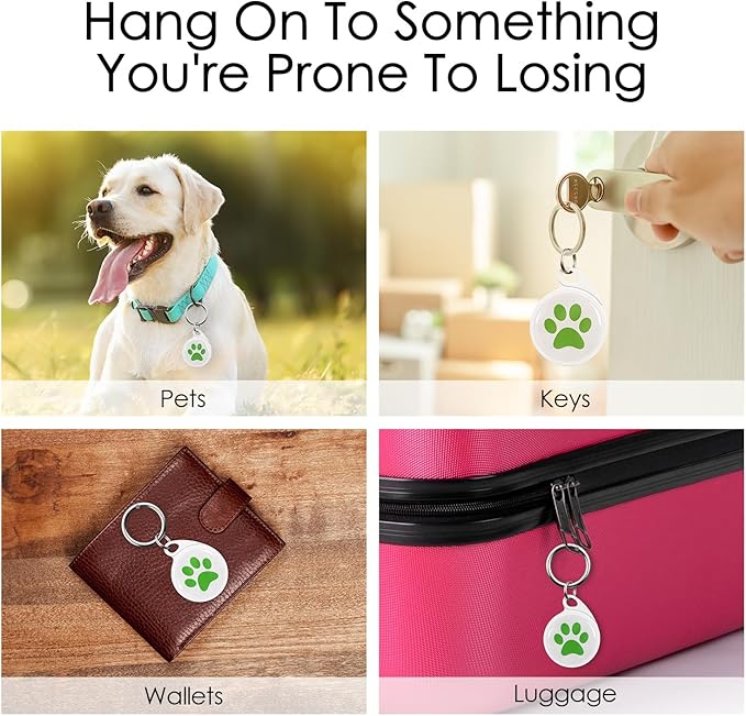 QR Code Dog Tag, Smart ID Tags, Dog Tags Personalized Lightweight Silent ID Tag for Kids Pets Bags Keys, Green