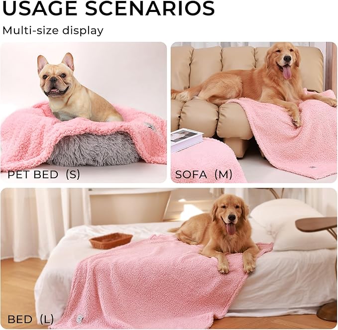 Luciphia Premium Fleece Dog Puppy Blanket Soft Pet Sherpa Calming Cat Blanket Throw for Small Medium Dog Cat(Pink,41x31 inches)