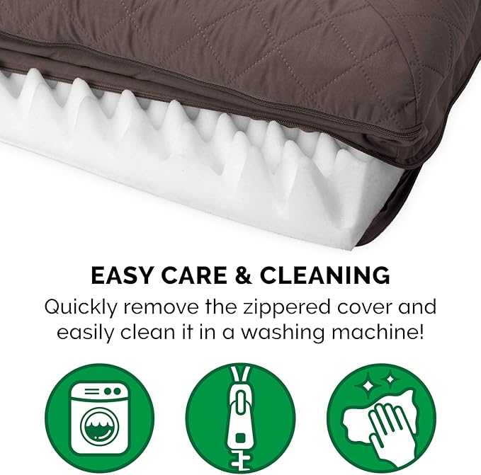 Furhaven Orthopedic Dog Bed for Medium/Small Dogs w/ Removable Bolsters & Washable Cover, For Dogs Up to 35 lbs - Quilted Sofa - Coffee, Medium