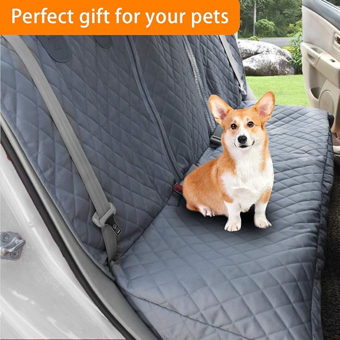 Honest Bench Dog Car Seat Covers with Side Flap,Dog seat Cover for Cars, Trucks, and Suv's - Waterproof & Nonslip Pet Seat Cover for Backseat(Gray 61" W x 51" L)