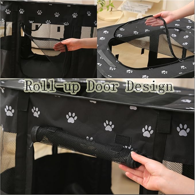 Foldable Pet Playpen, Puppy Play Pen for Indoors Foldable Indoor Enclosure with Carry Bag (Large, Purple)