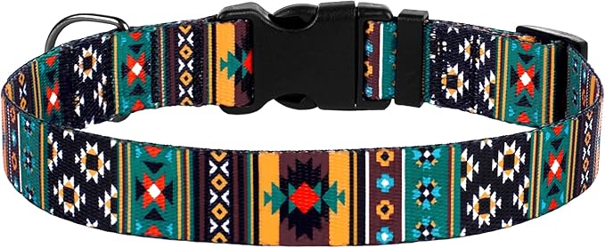 Southwest Dog Collar Tribal Pattern Adjustable Puppy Pet Collars for Small Medium Large Dogs Aztec Print (Tribal, Neck Fit 14"-18")