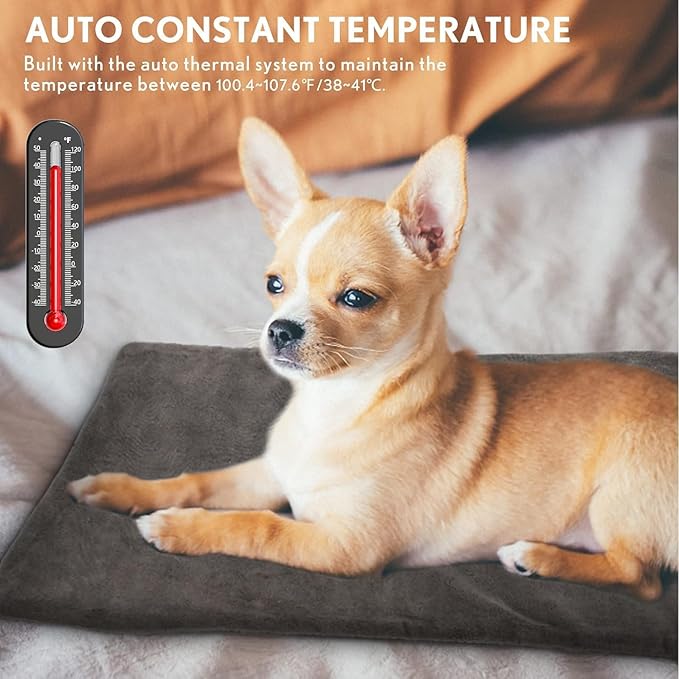 2024 New Outdoor Pet Heating Pad for Cat Dog, Heated Cat Mat Dog Mat with Auto Temperature, Pet Warming Pad Heated Cats Dogs House Heat Pet Cat Bed (S: 19.7'' x 11.8'', Gray)