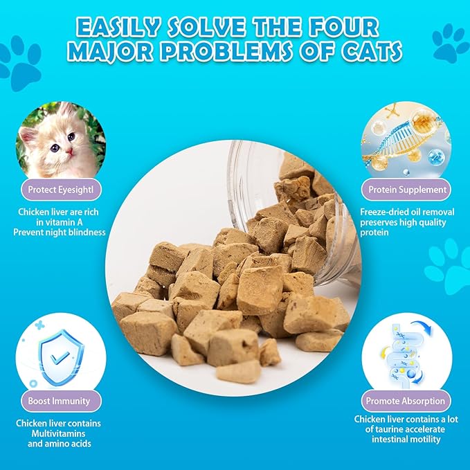 Chicken Liver Dog Treats - Freeze Dried Liver Treats Organic Single Ingredient All Natural Grain-Free Perfect for Training Topper or Snack(4.5oz)
