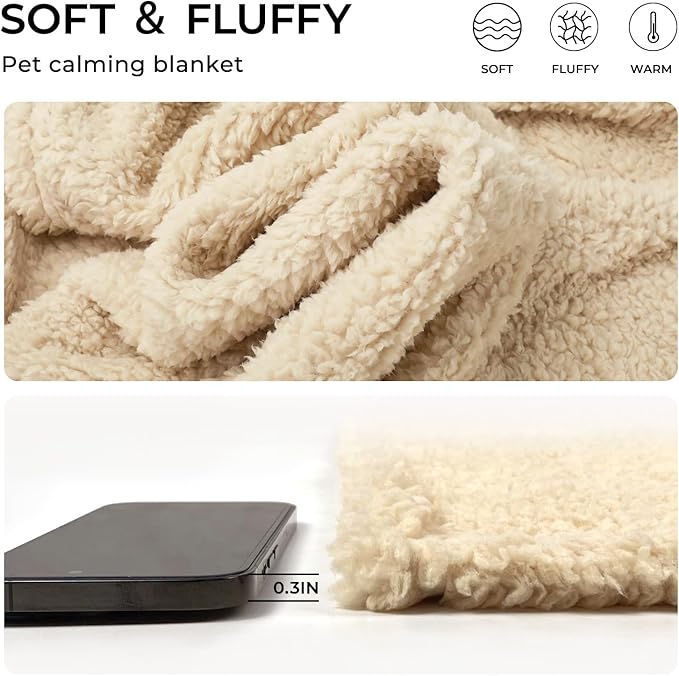 Luciphia Premium Fleece Dog Puppy Blanket Soft Pet Sherpa Calming Cat Blanket Throw for Small Medium Dog Cat(Beige,57x40 inches)
