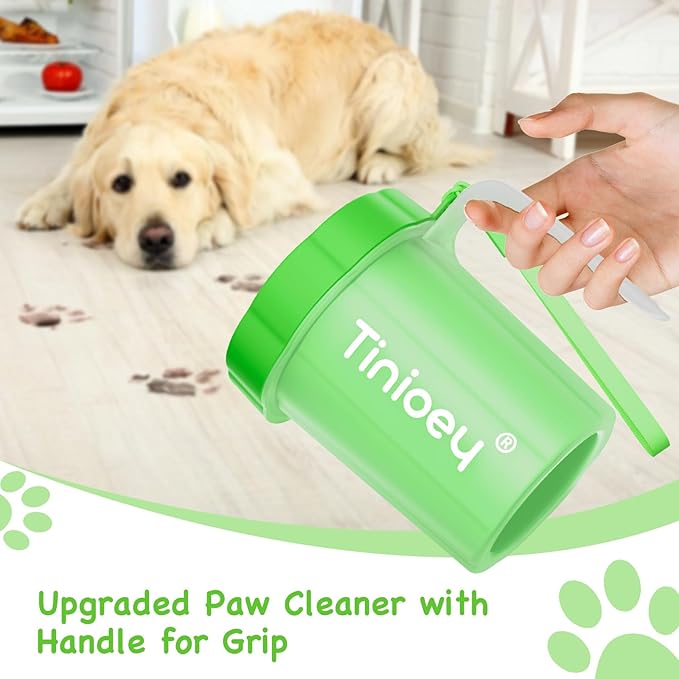 Paw Cleaner with Handle for Small to Medium Dogs - Clean Muddy Feet, Paws and Paw Washer for Pets (Green)