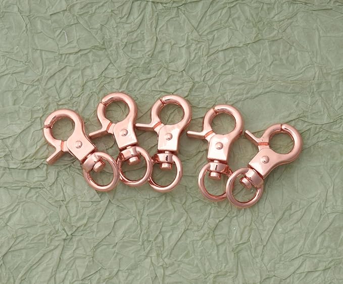5 Pcs Dog Tag Clips with 5 Pcs 3/4 Inch Keychain 5 Pcs 1 Inch Keychain MultiPurpose Metal Dog Tag Rings for Pet Kitten Cat Collars ID Holder Harnesses (Rose Gold)