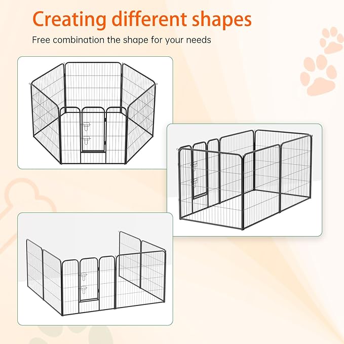 FDW Dog Playpen Dog Pen Dog Kennel 6 Panels 32 Inch Height Indoor Outdoor Folding Metal Portable Puppy Exercise Pen Heavy Duty Dog Fence for Yard Camping,Black