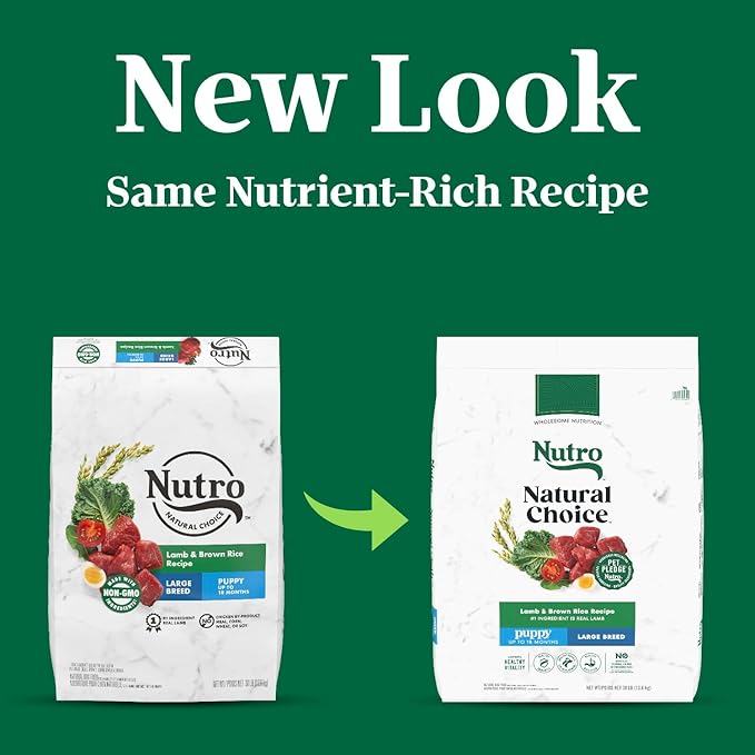 NUTRO NATURAL CHOICE Large Breed Puppy Dry Dog Food, Lamb & Brown Rice Recipe Dog Kibble, 30 lb. Bag