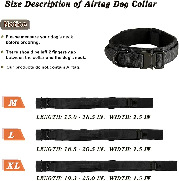 Tactical Dog Collar with Handle, Heavy Duty Military Dog Collar with Heavy Metal Buckle for Training, Adjustable Tactical Collars for for Medium and Large Dogs (L, Black)