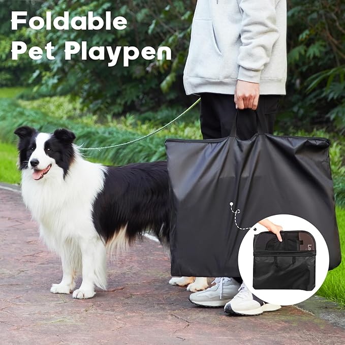 Love's cabin Pet Puppy Dog Playpen, Large Dog Tent Crates Cage Indoor/Outdoor, Portable Playpen for Cat, Foldable Pop Up Dog Kennel Playpen with Carring Case, Removable Zipper Top, Dark Grey