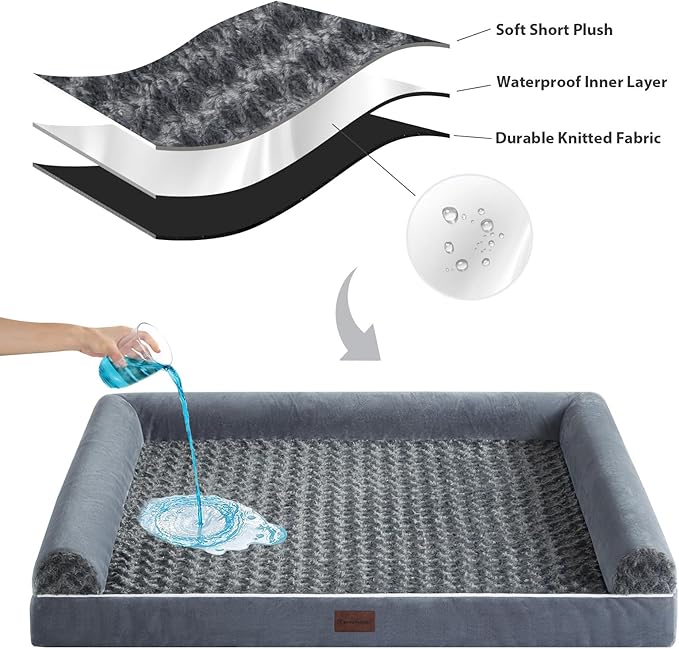 BFPETHOME Dog Beds for Large Dogs, Orthopedic Dog Bed for Medium Large Dogs,Big Waterproof Couch Dog Pet Bed with Removable Washable Cover