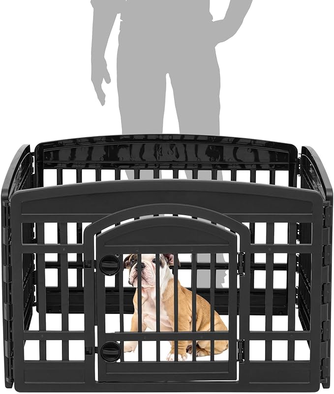 IRIS USA 24" 4-Panel Dog Playpen with Door, 35 x 35 x 24, Puppy Playpen, Dog Play Pen Indoors, Pet Fence, Small Pets, White